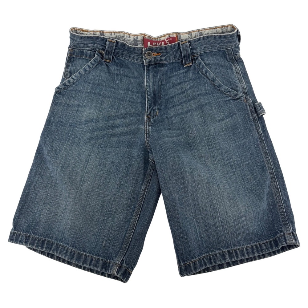 Levis Carpenter Shorts Kids 14/27 Blue Denim Utility‎ Hammer Loop Baggy Jorts